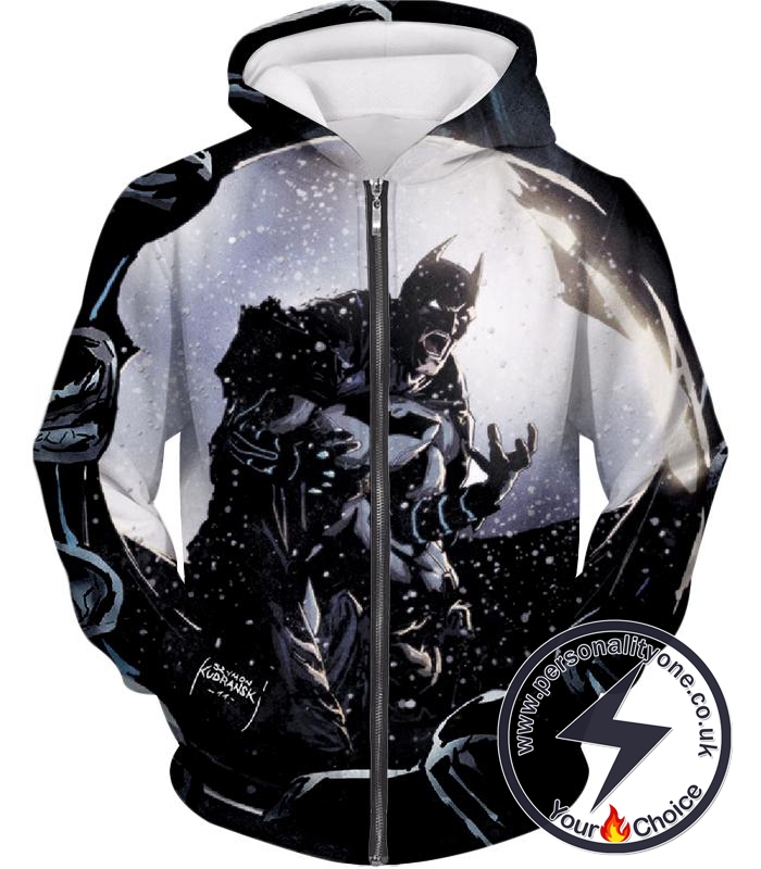 Gothams Ultimate Protector Batman Crazy Graphic Zip Up Hoodie